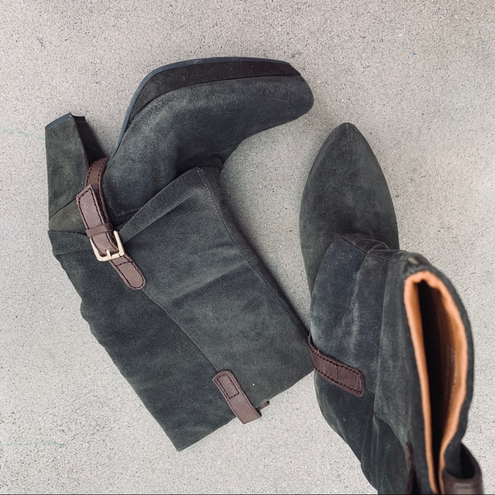 Earthies Lintz gray suede leather stacked heel boot women’s 9.5 - Picture 4 of 7
